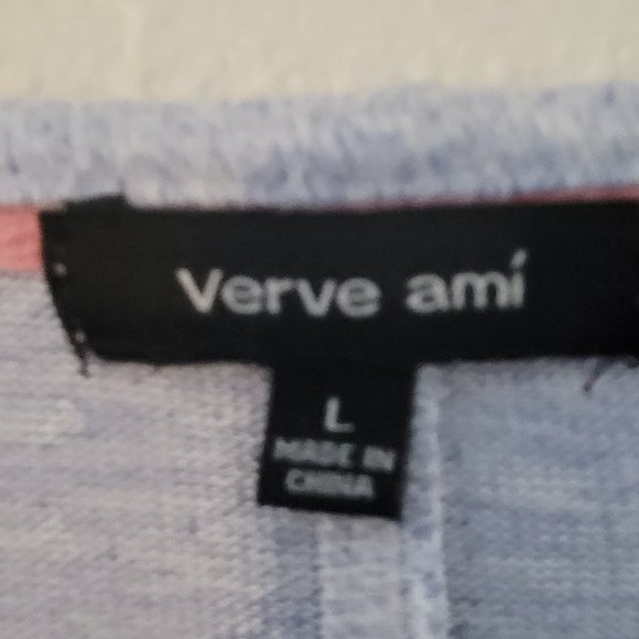 Womens Verve Ami Light Blue Long Sleeve Top with Silver Button Accents - Picture 4 of 5